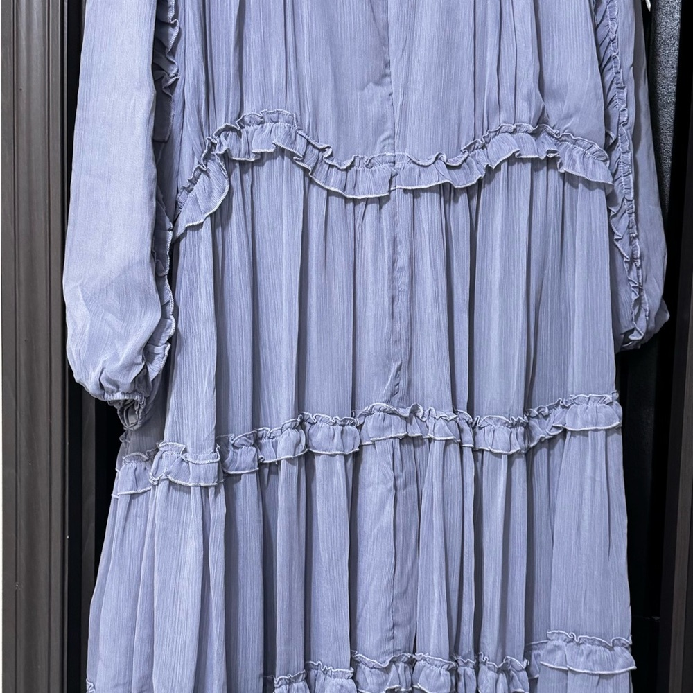 Dainty Jewells Light Blue Ruffled Midi Dress